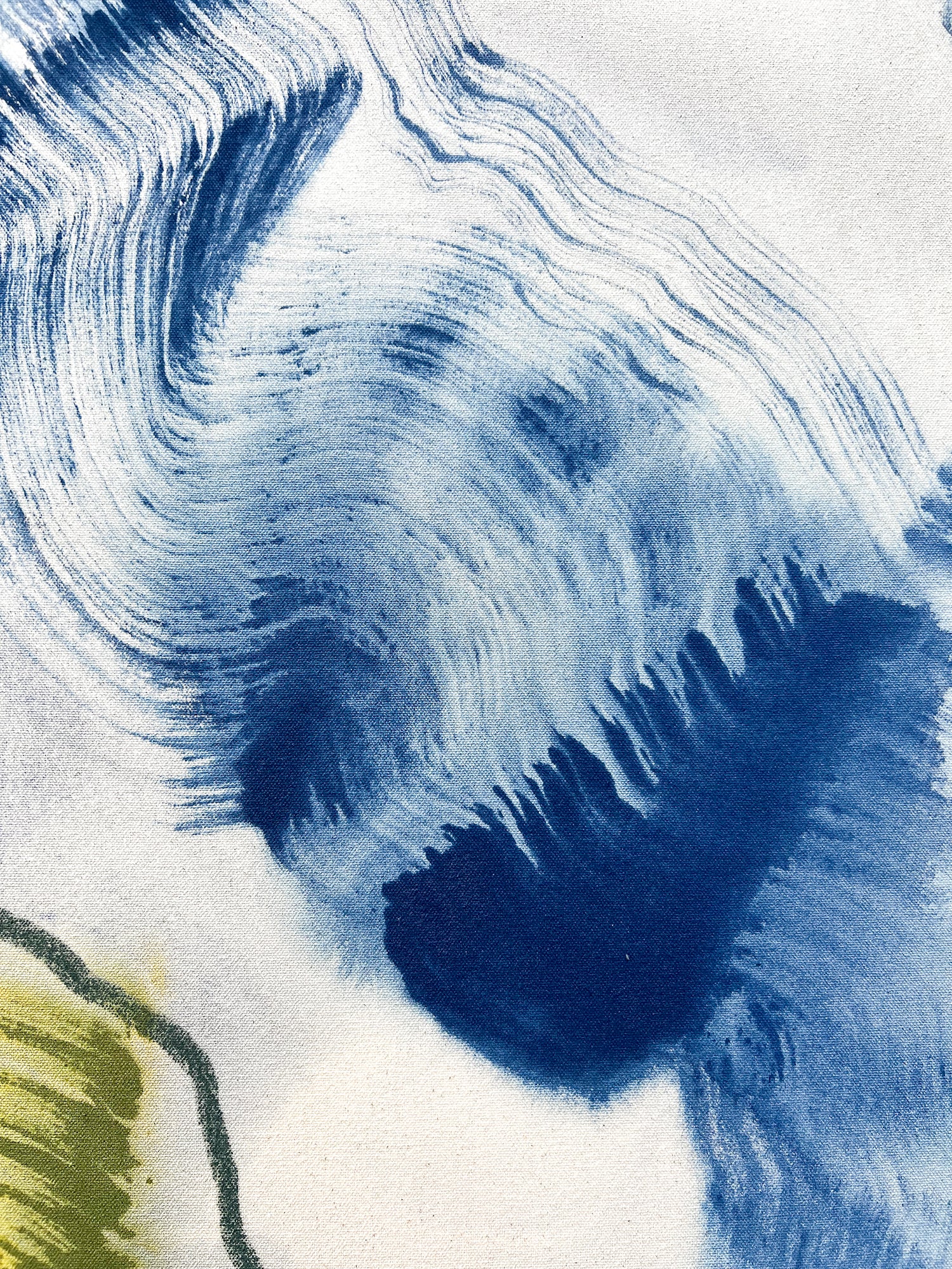 Detail of textured brushwork and layered ink in Beth Winterburn’s abstract art.