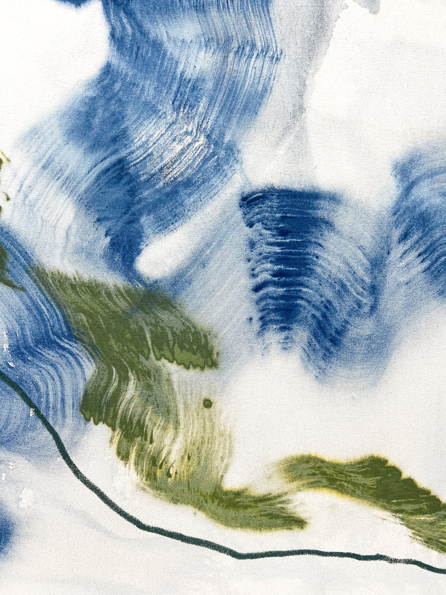 Detail of textured brushwork and layered ink in Beth Winterburn’s abstract piece.
