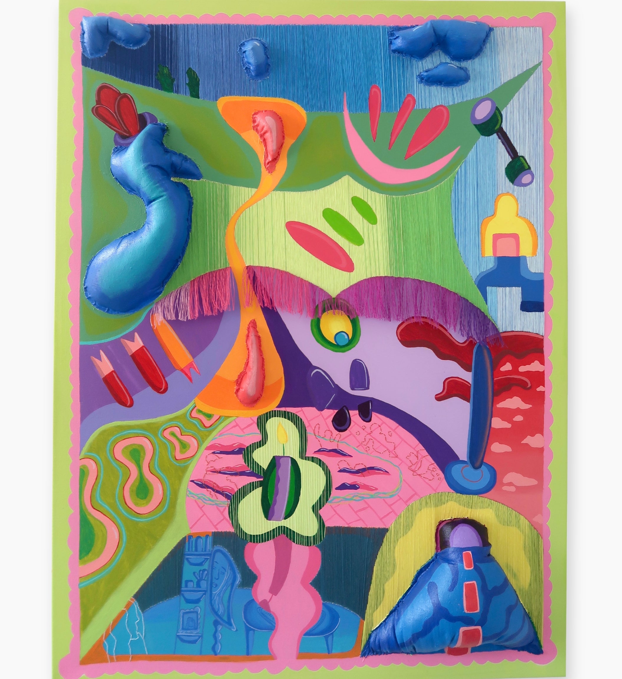 Contemporary abstract artwork by Bethanya Abebe in acrylic and embroidery