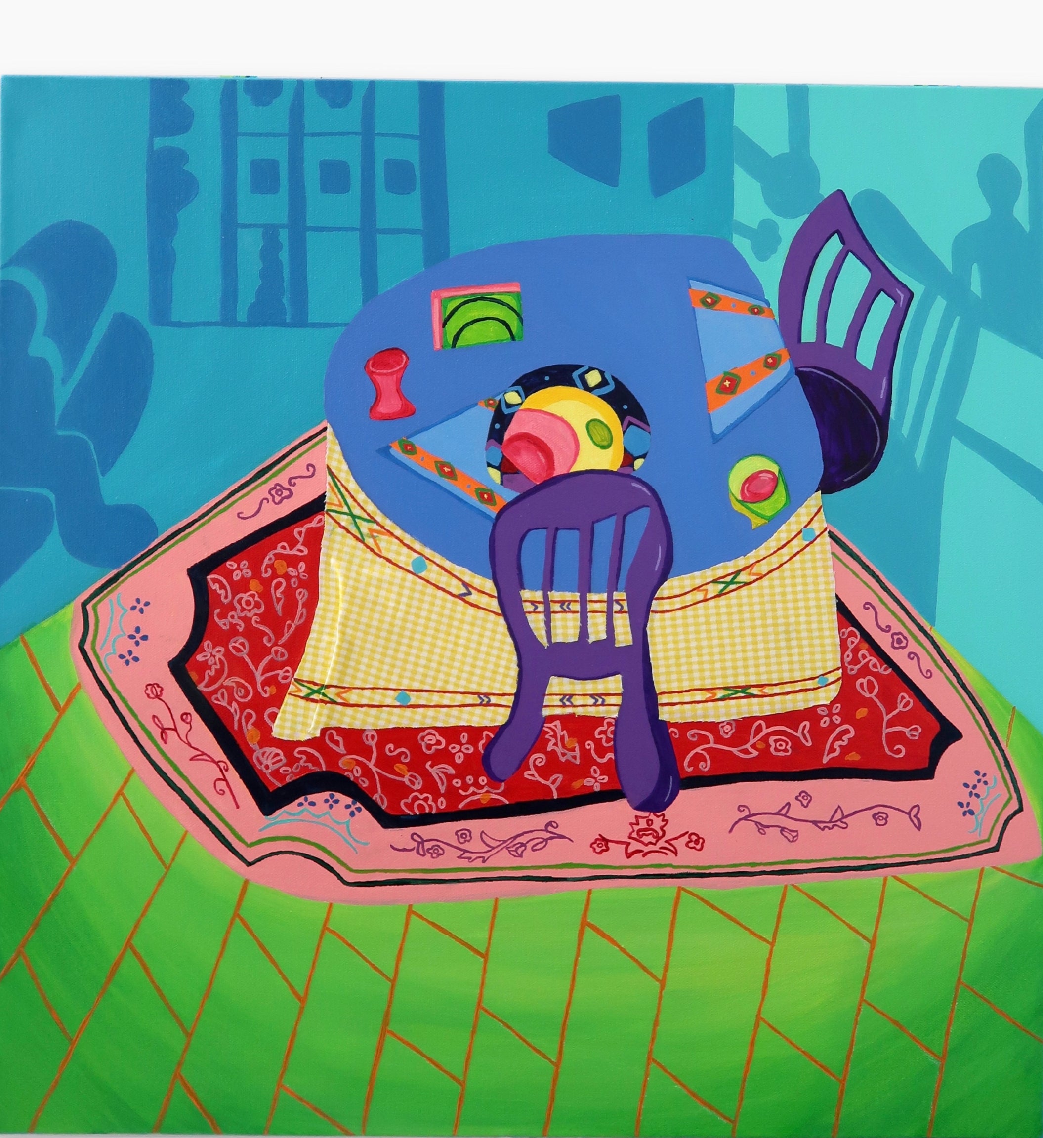 Contemporary abstract artwork by Bethanya Abebe in acrylic and embroidery