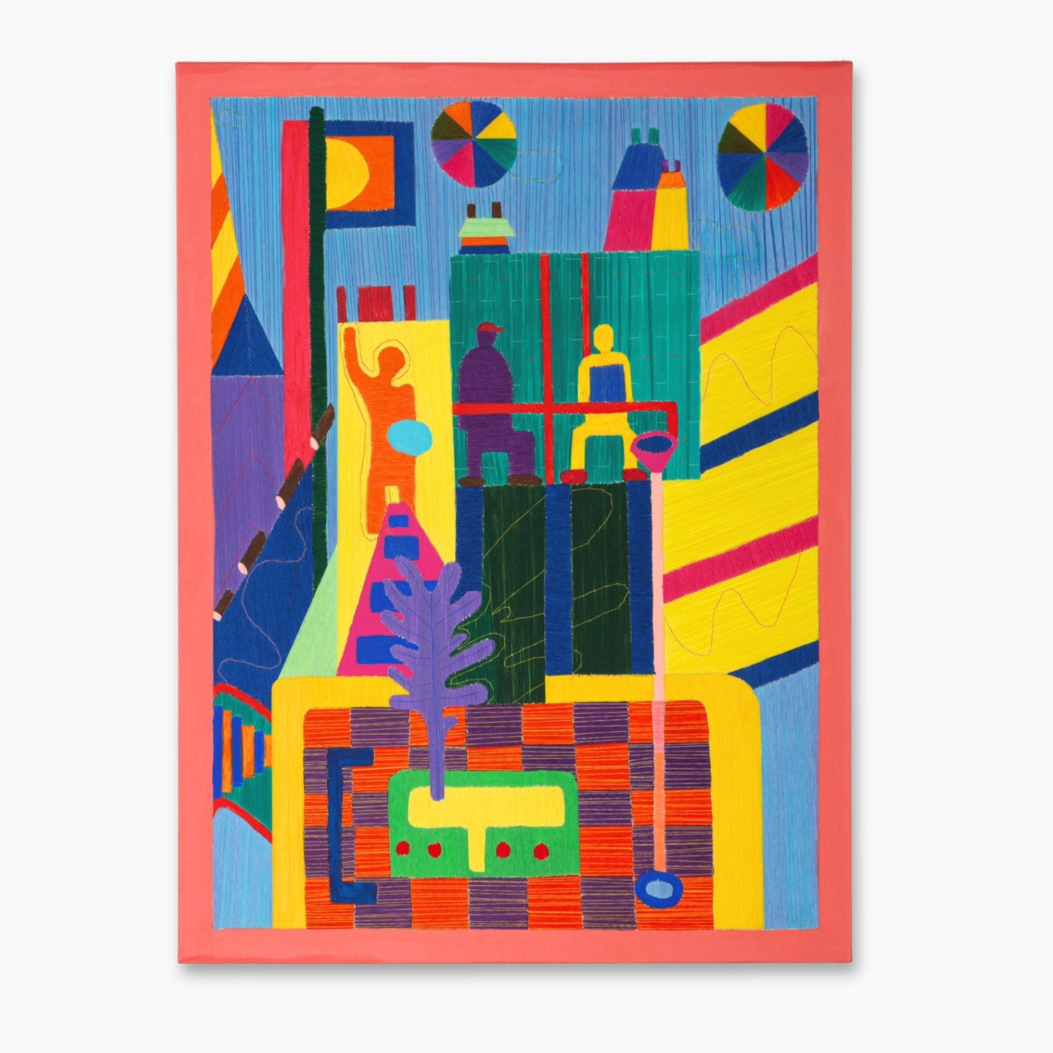 Original abstract acrylic and embroidery painting by Bethanya Abebe – Moné Gallery