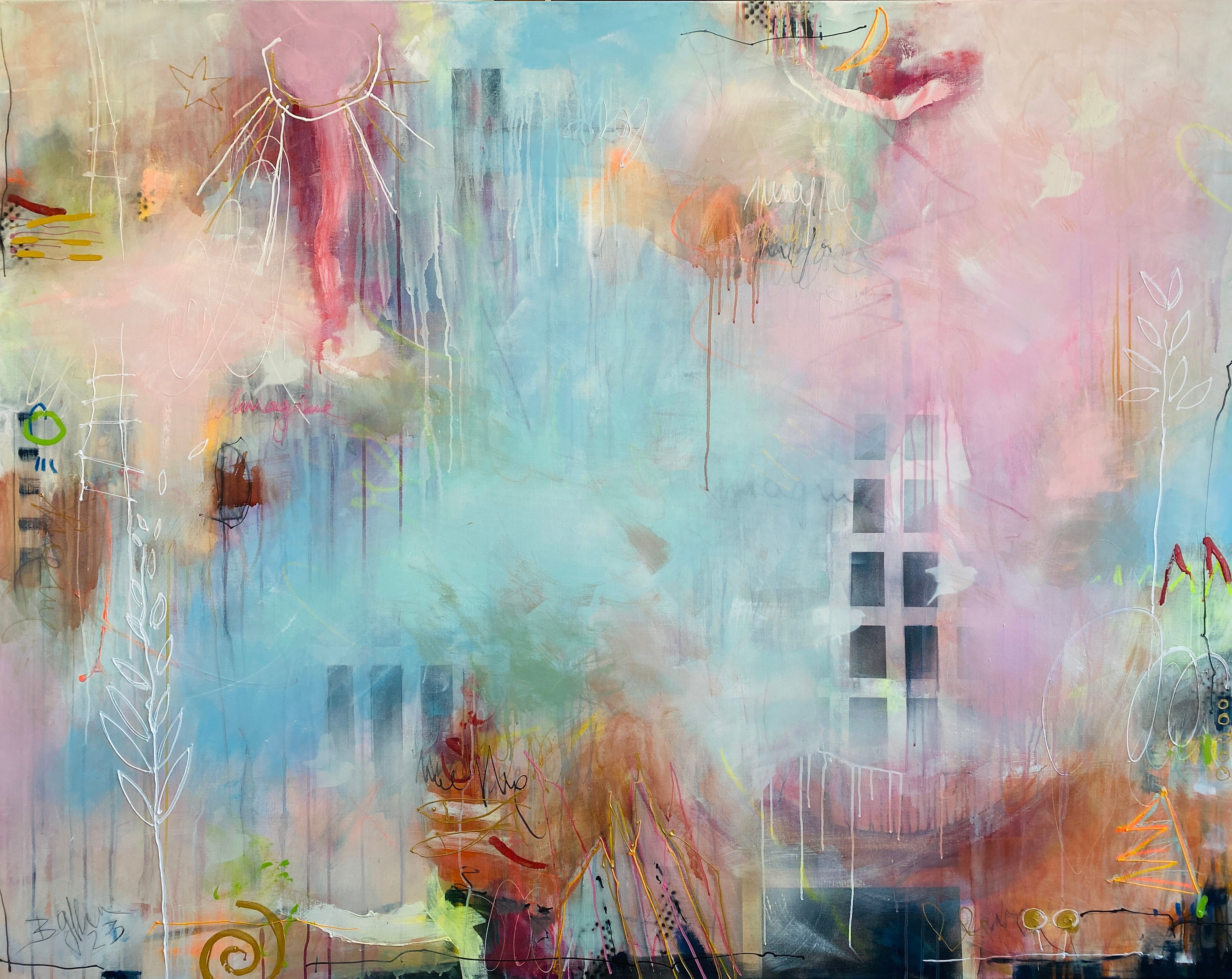 Original Abstract Painting by Bea Schubert - Title: Imagine