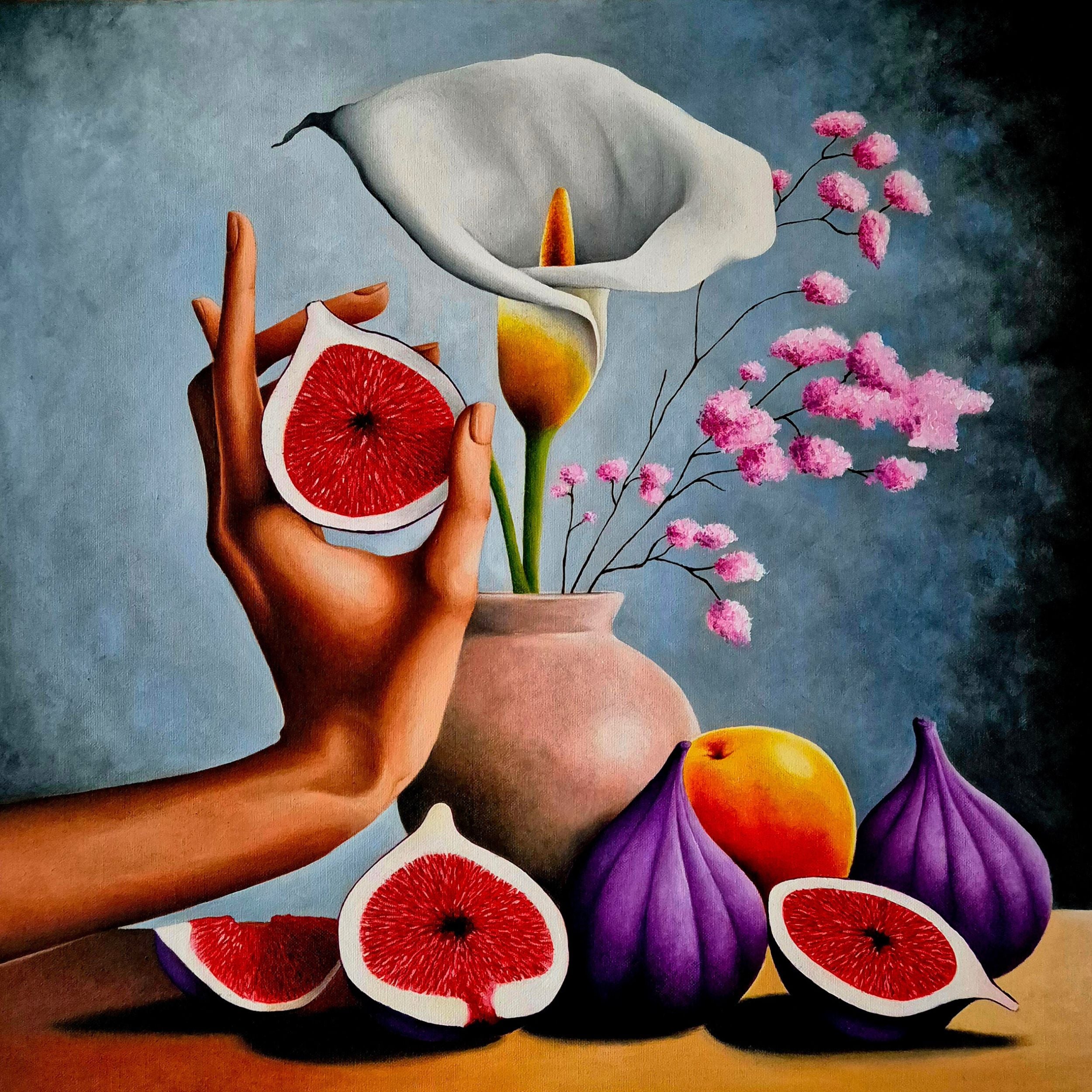 Ragnhildur Johanns Visual Artist - Original Still Life Floral Oil Painting For Sale