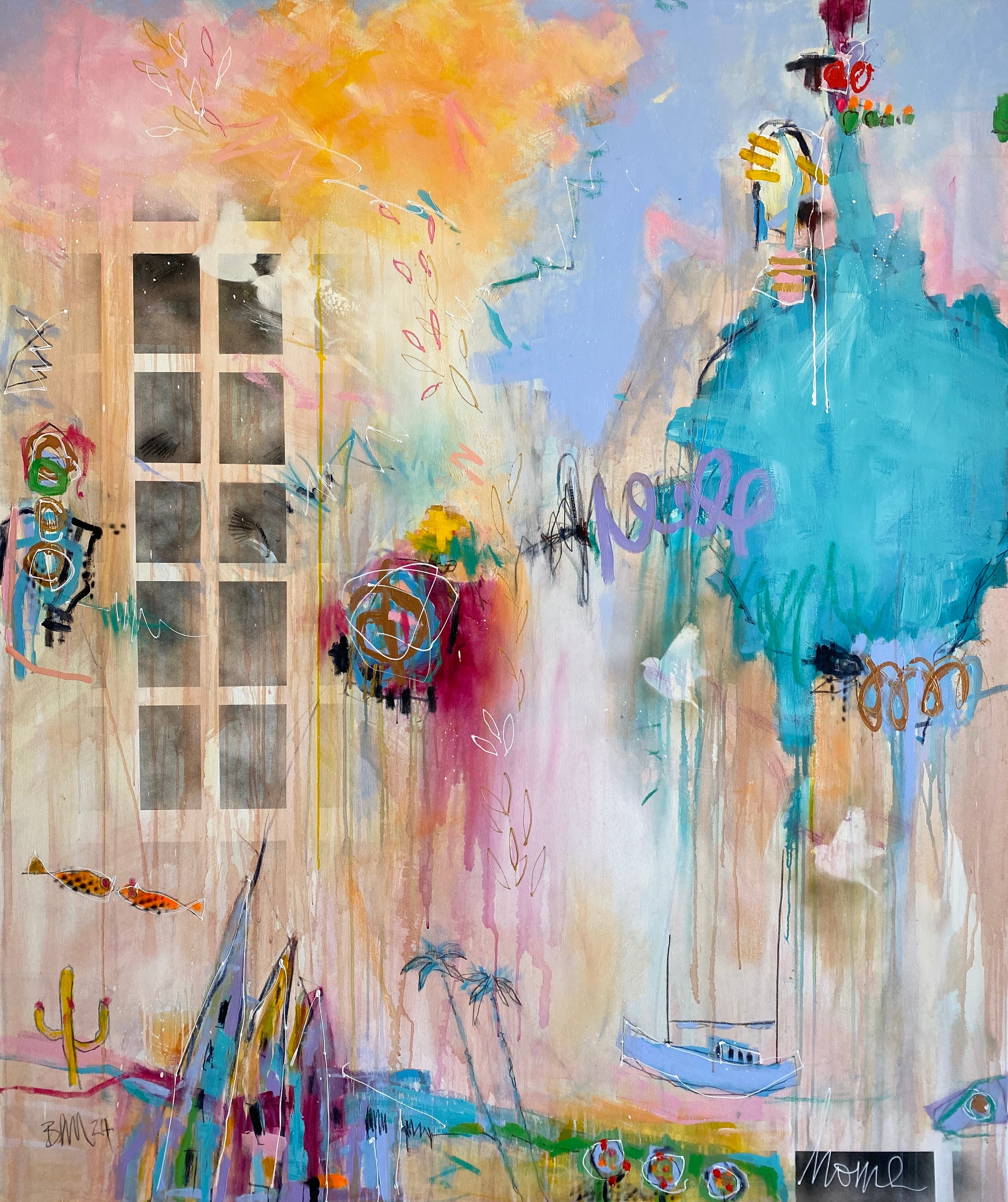 Abstract acrylic painting titled “Home” by Bea Schubert