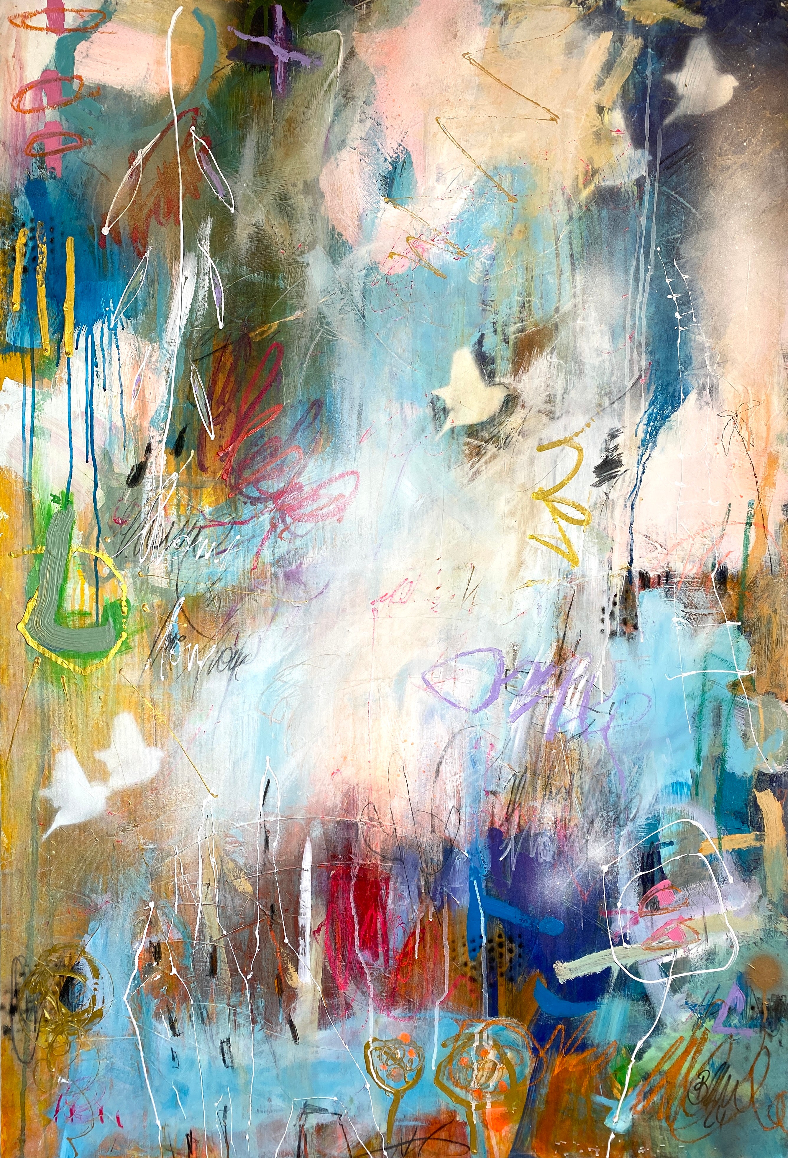 Contemporary abstract view of “Home is Love” artwork