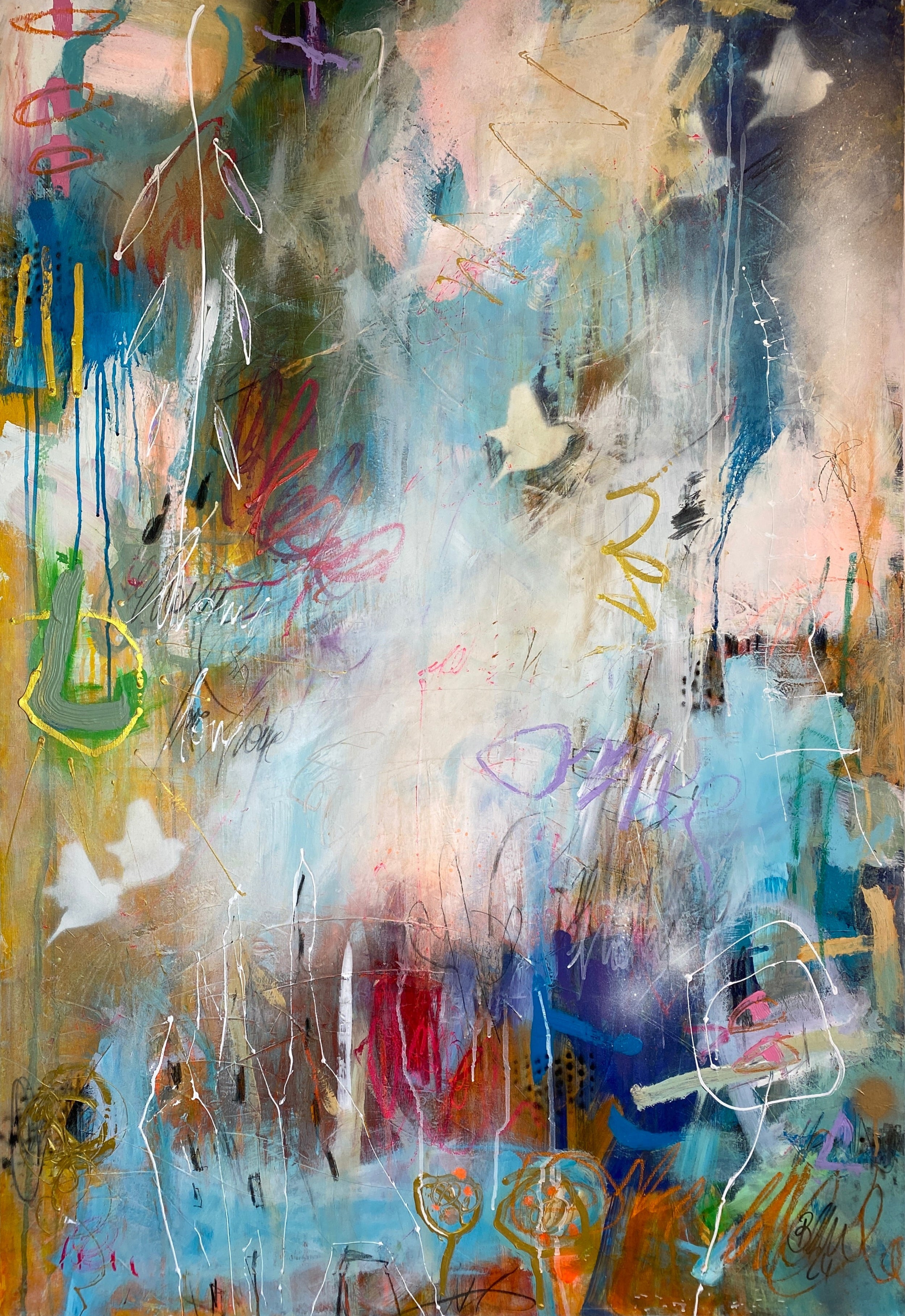Modern abstract view of “Home is Love” artwork