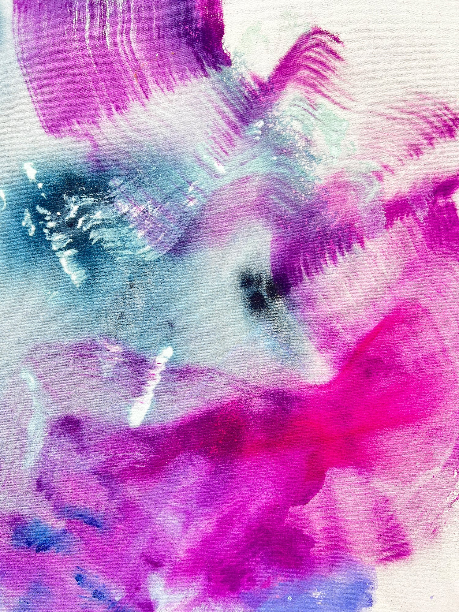 Bright pink abstract artwork by Beth Winterburn from the Horizons Collection, using acrylic and ink on canvas