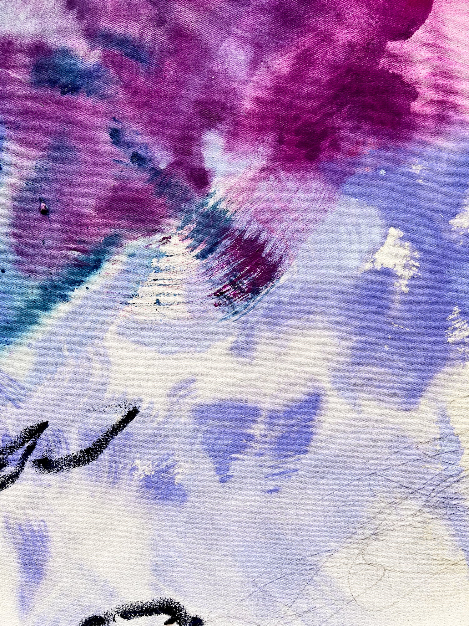 Pink abstract artwork by Beth Winterburn from the Horizons Collection, using acrylic and ink on canvas details.