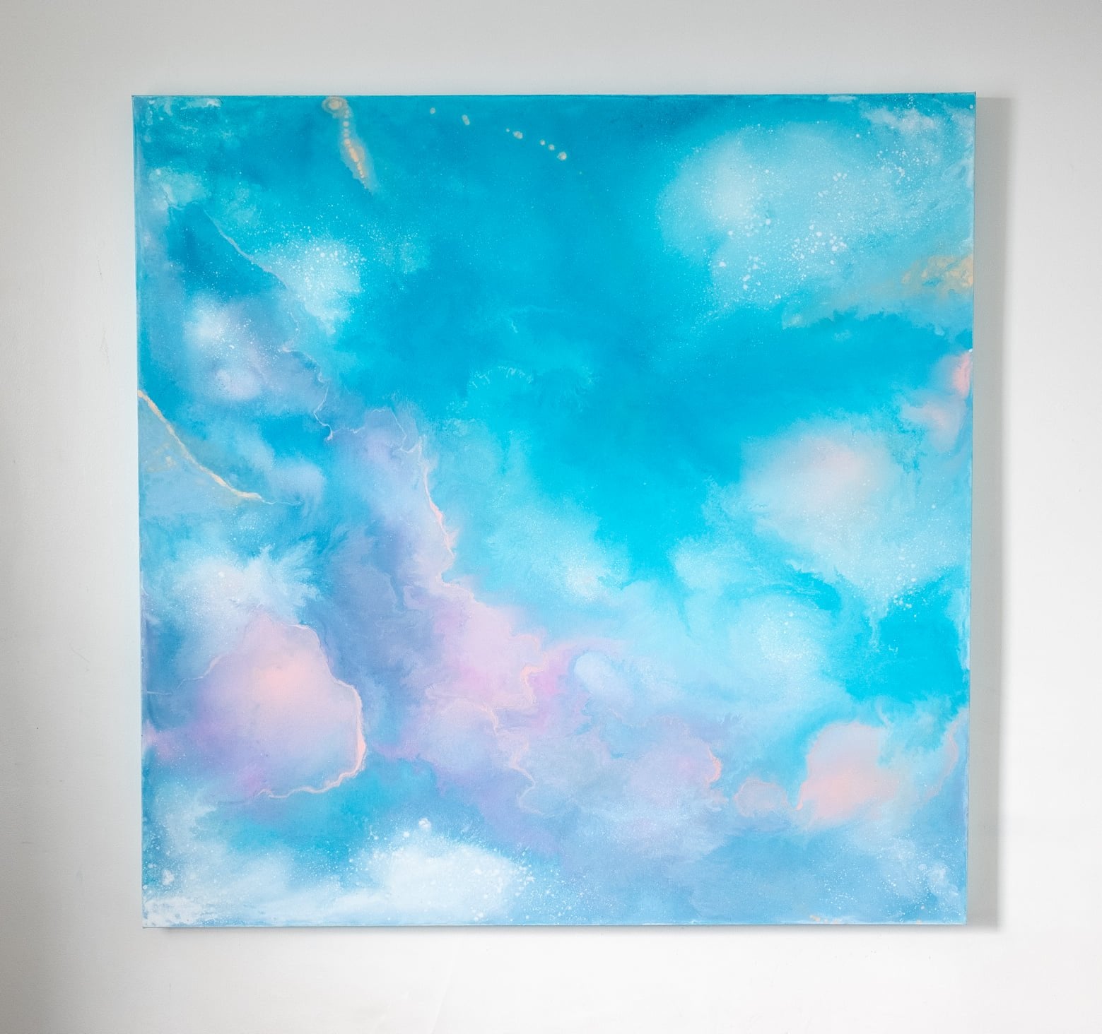 “Angelic Realm” by Carina Dawn, a spiritual abstract painting inspired by angelic celestial energy and ethereal presence.