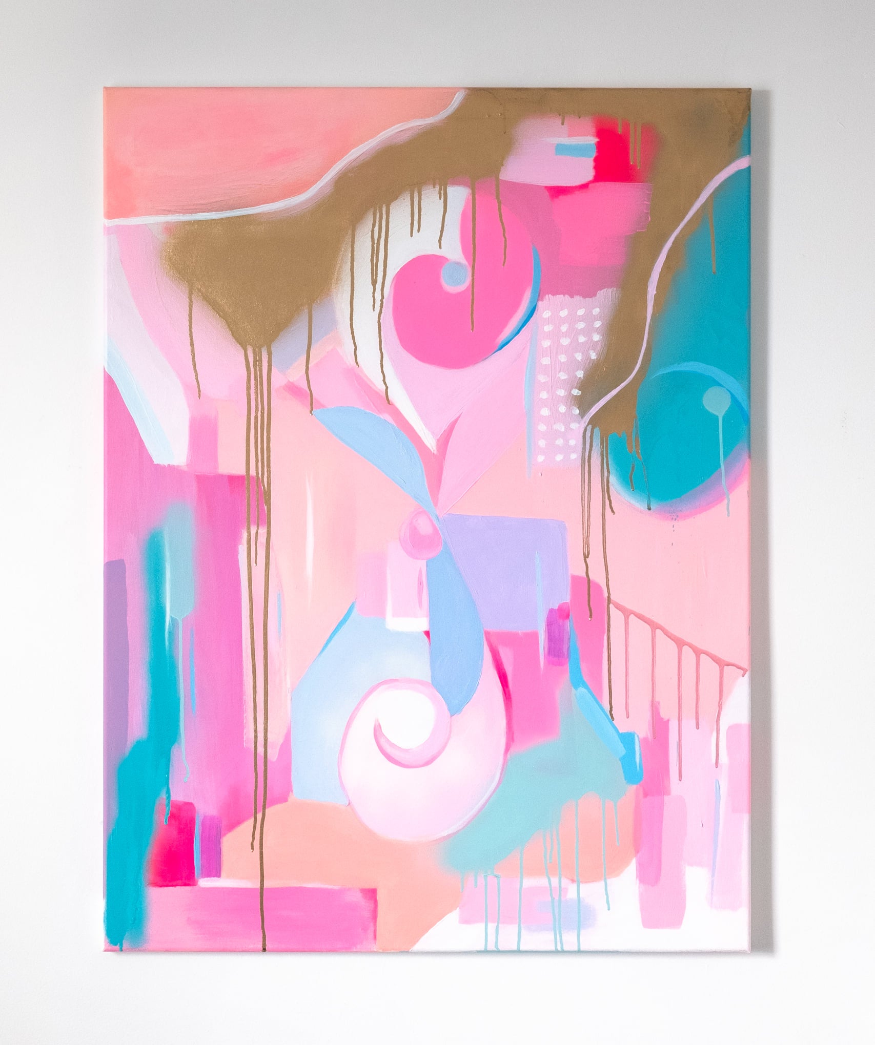 Abstract painting "Love’s Alchemy" by Carina Dawn, with emotional color blending and expressive movement.