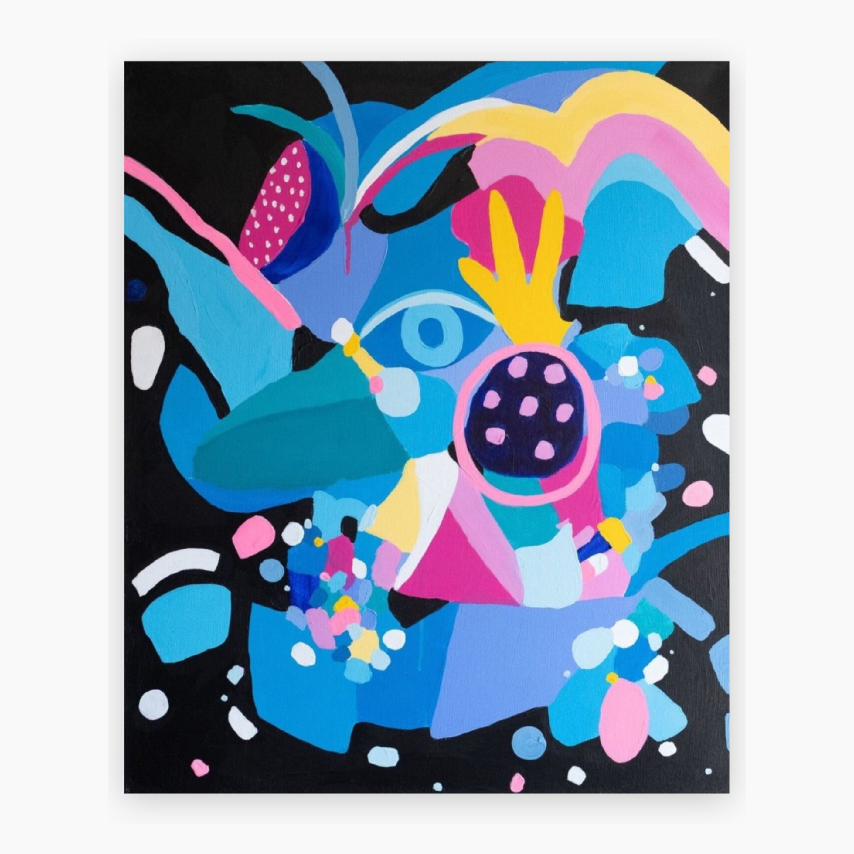 Colorful and energetic acrylic painting titled "Celebration" by Carina Dawn, capturing joy and expression.