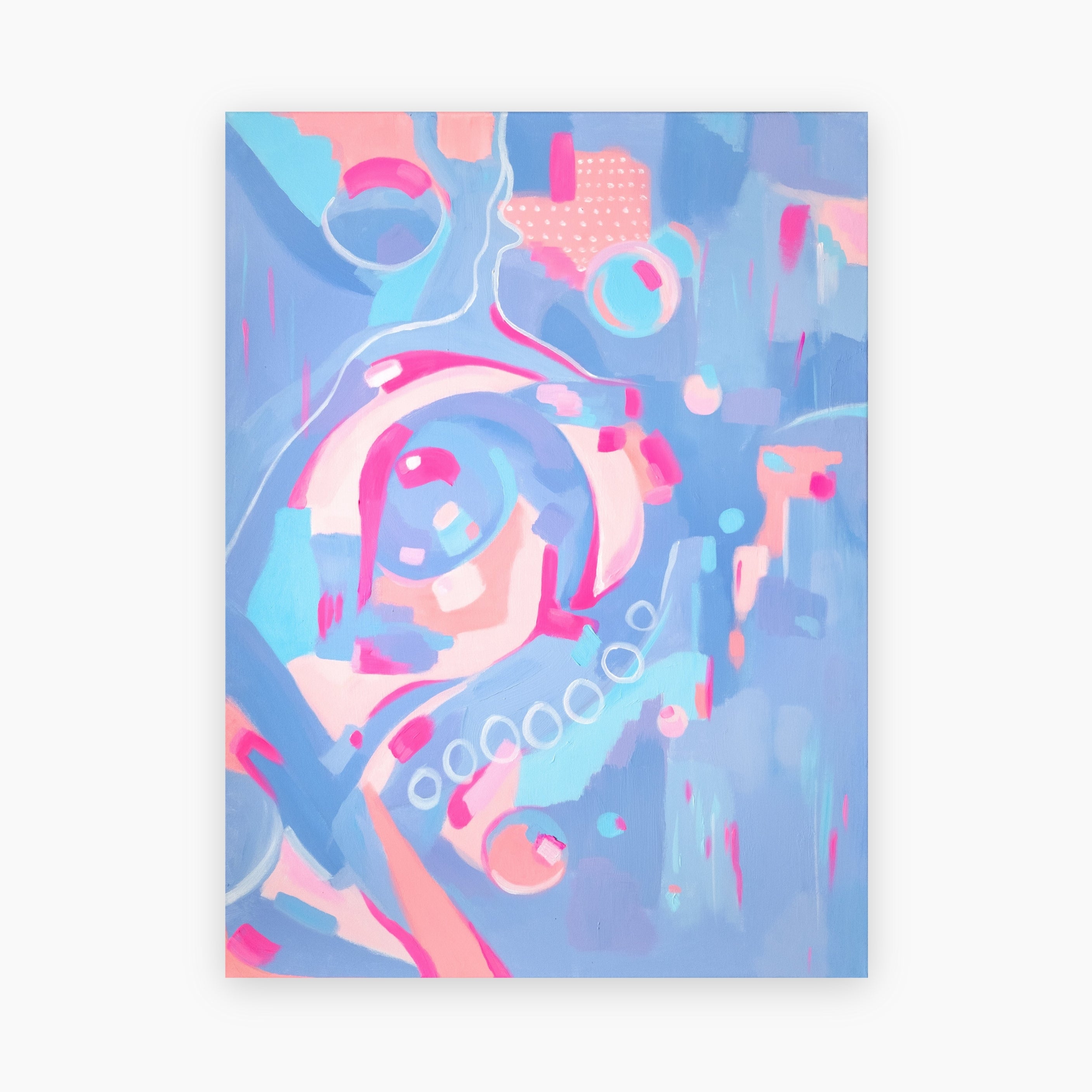 Bold shapes and vibrant abstract painting by Carina Dawn titled "Dream", featuring expressive acrylic forms and energetic color flow.