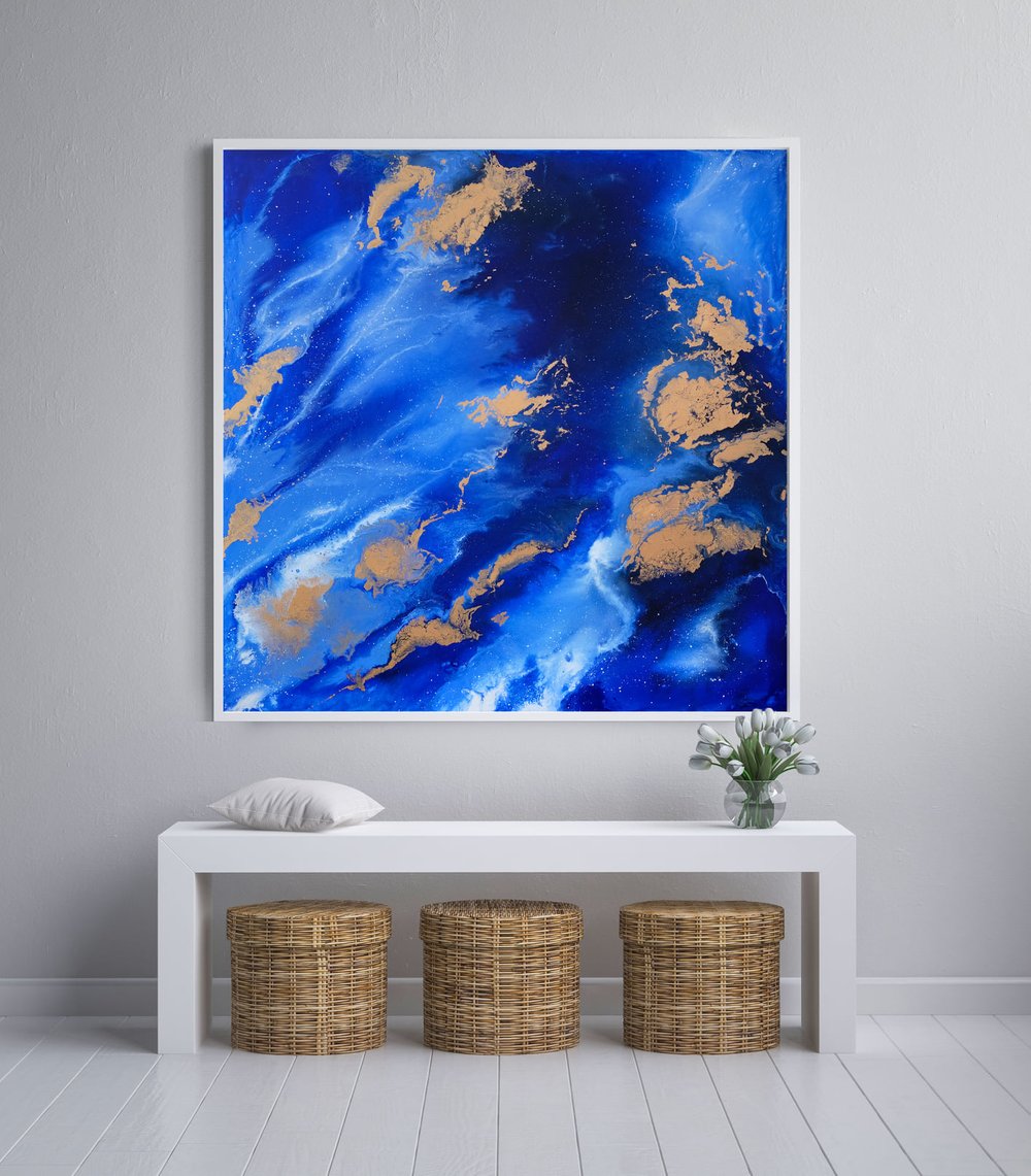 “Enlightenment” is a meditative abstract painting by Canadian artist Carina Dawn. Part of the Soul series, it explores themes of consciousness and transformation through acrylic paint.
