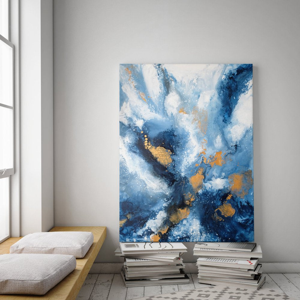 “Swords of Knowledge” by Carina Dawn, a modern abstract acrylic painting with bold shapes and expressive textures.