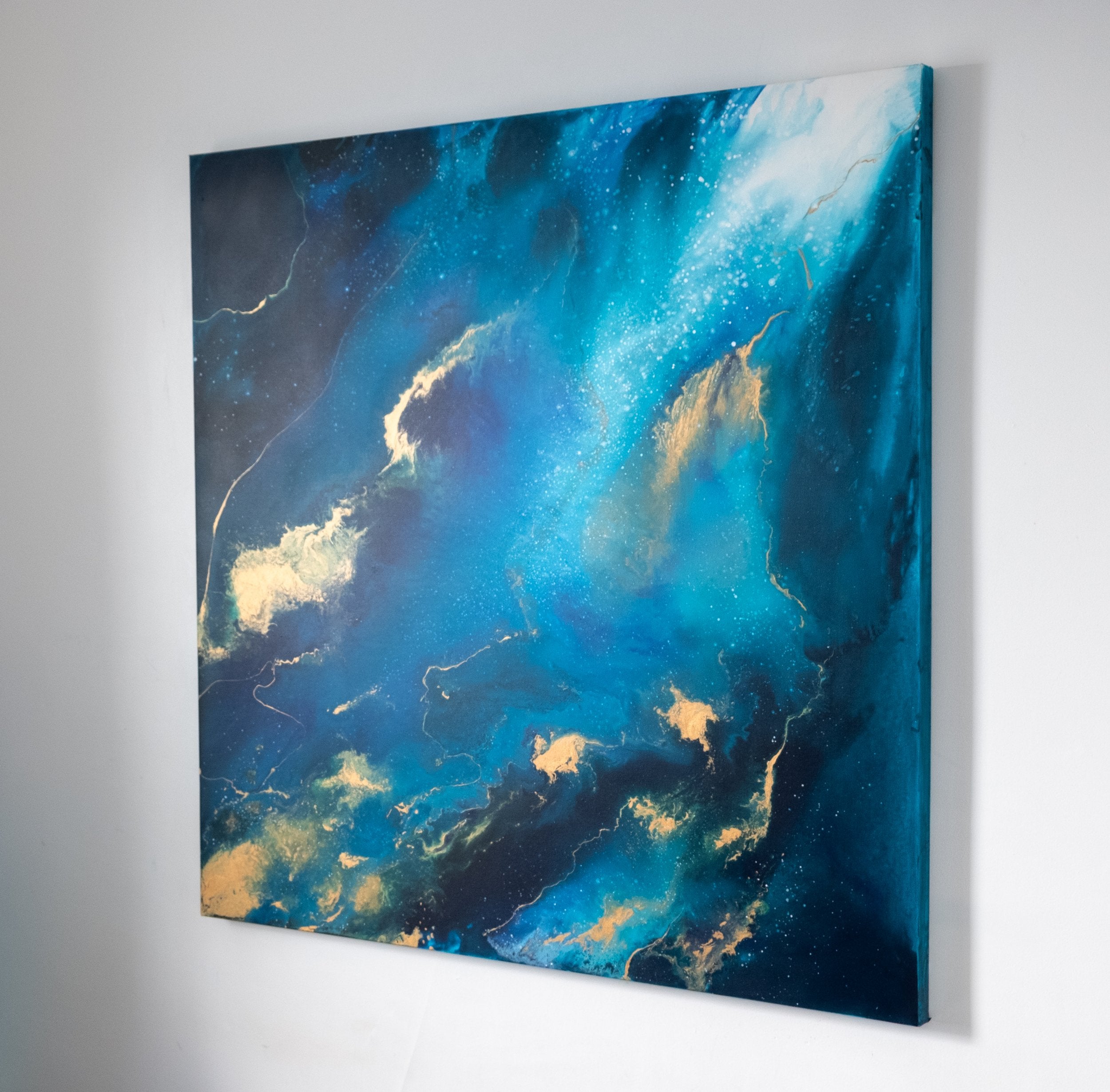 “Universal Energy” by Carina Dawn, a vibrant contemporary abstract acrylic galaxy painting.