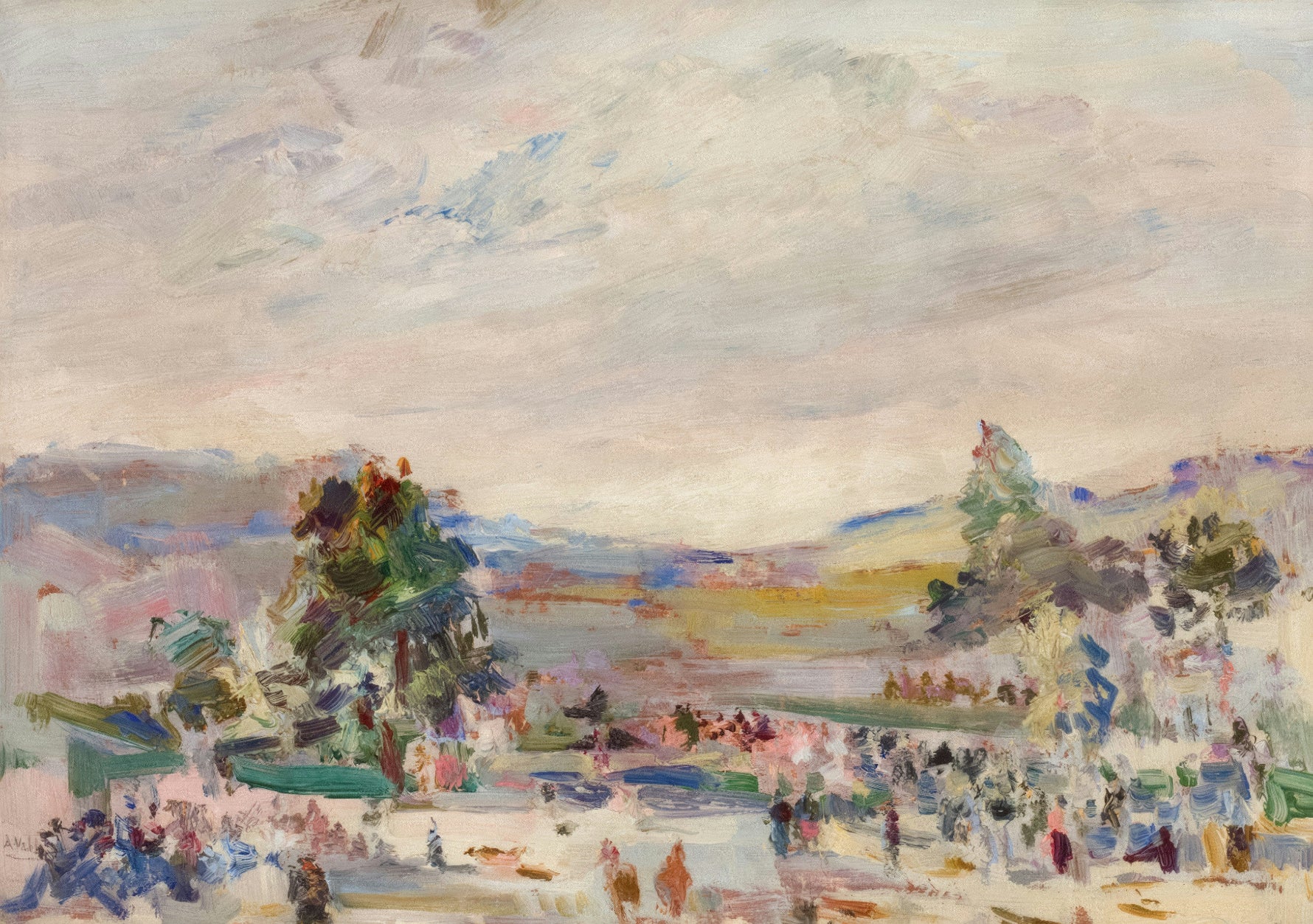 oil landscape painting with pastel colours