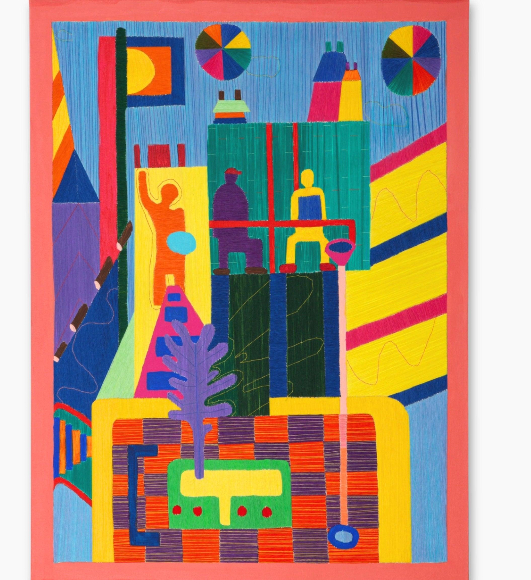 Original abstract acrylic and embroidery painting by Bethanya Abebe – Moné Gallery