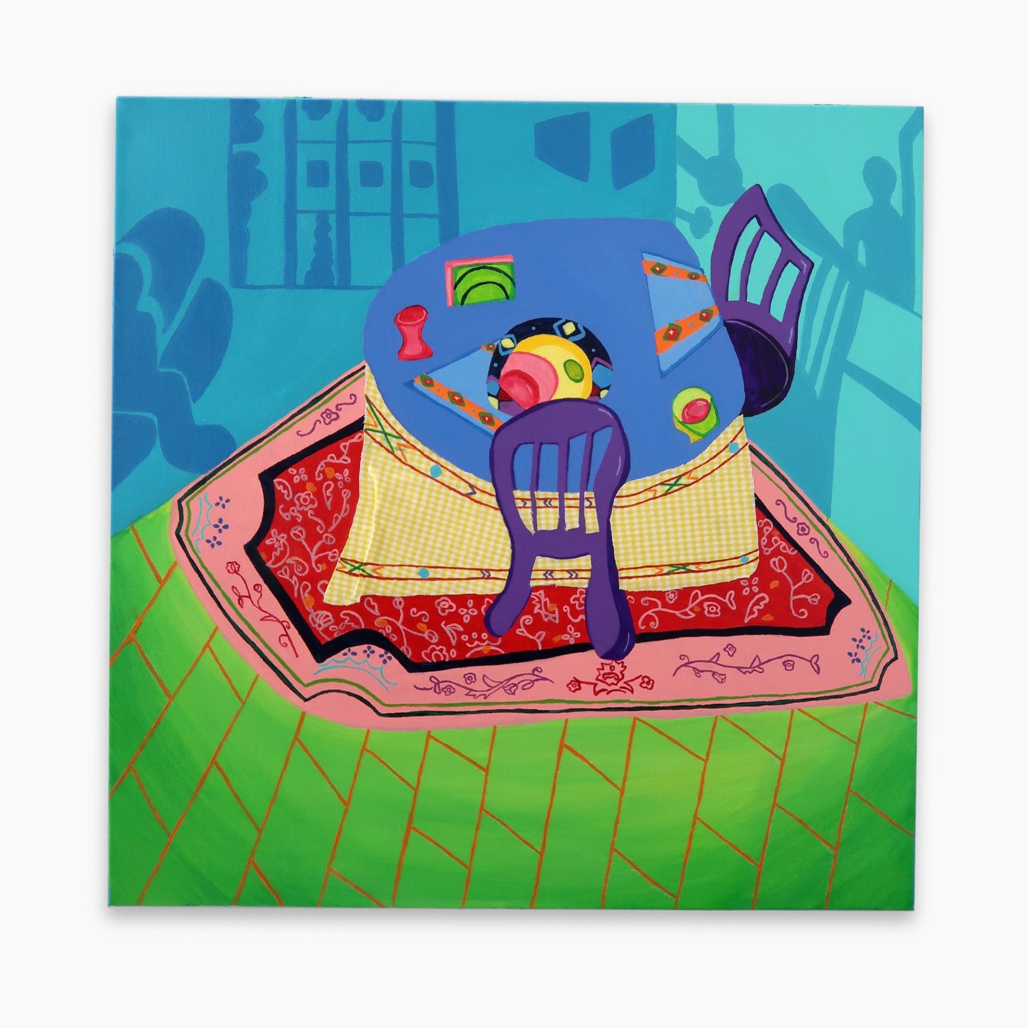 Contemporary abstract artwork by Bethanya Abebe in acrylic and embroidery