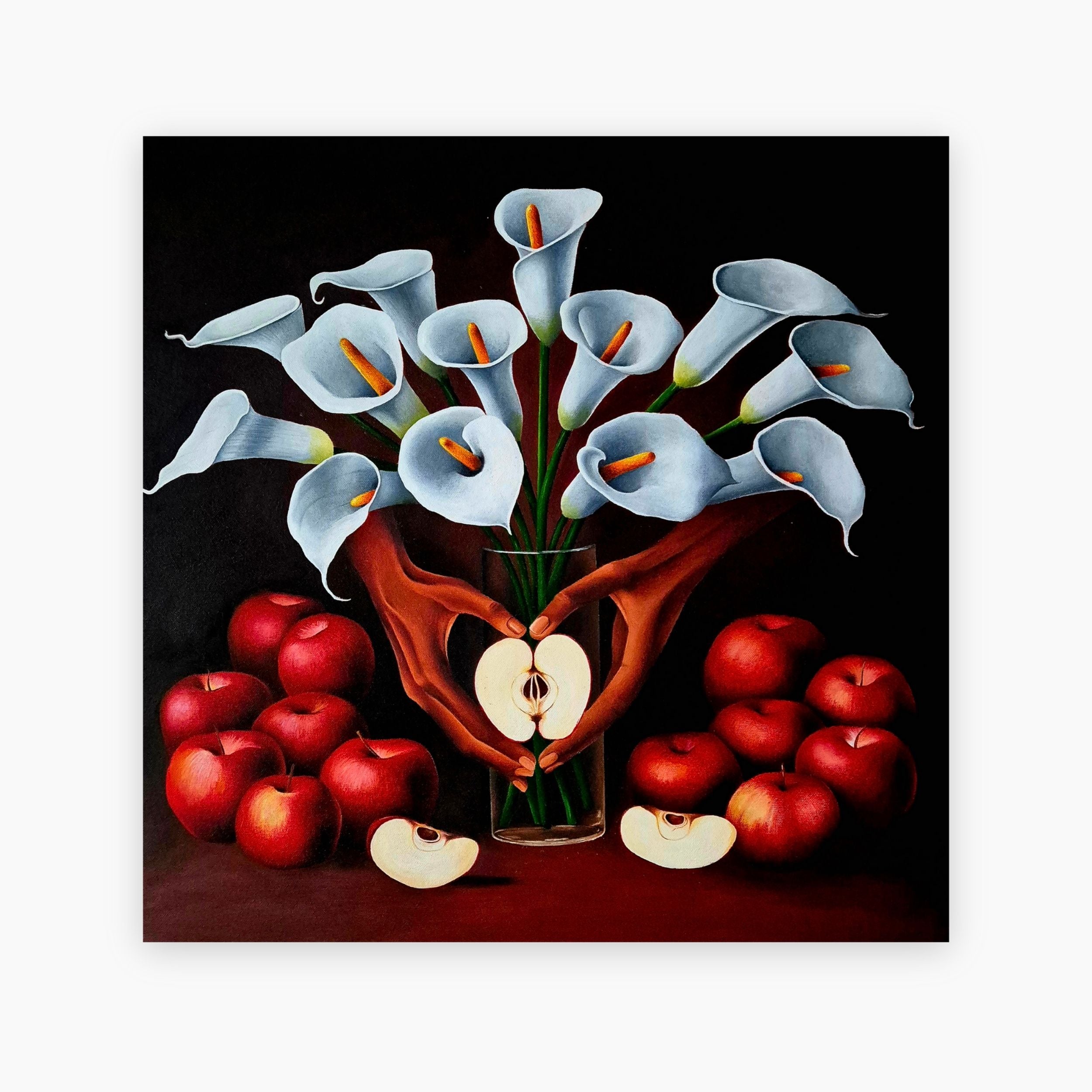 Ragnhildur Johanns Visual Artist - Original Still Life Apple Lily Oil Painting