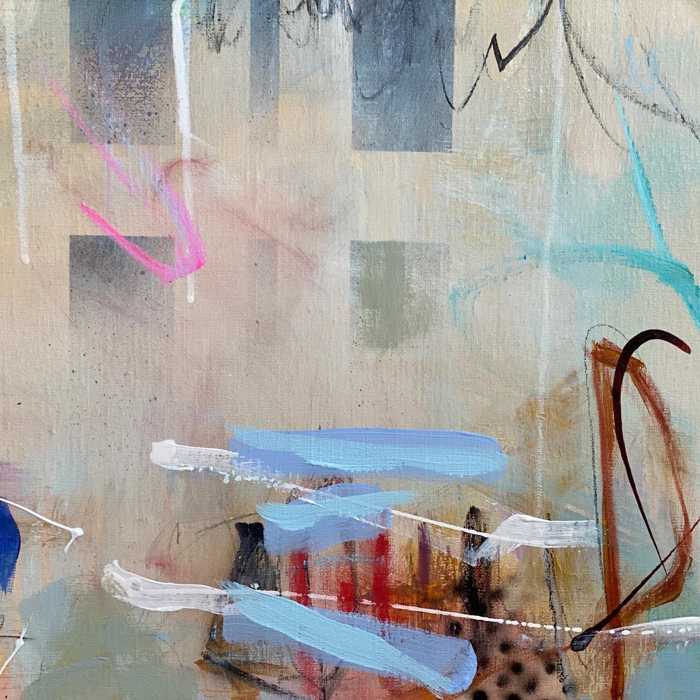 Detail showing brush texture and color in “Home”